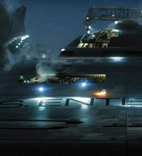 Detalhe da nave Enterprise no 11 filme 'Jornada nas Estrelas'