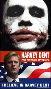 Imagem do coringa apareceu no site da campanha fictcia de Harvey Dent